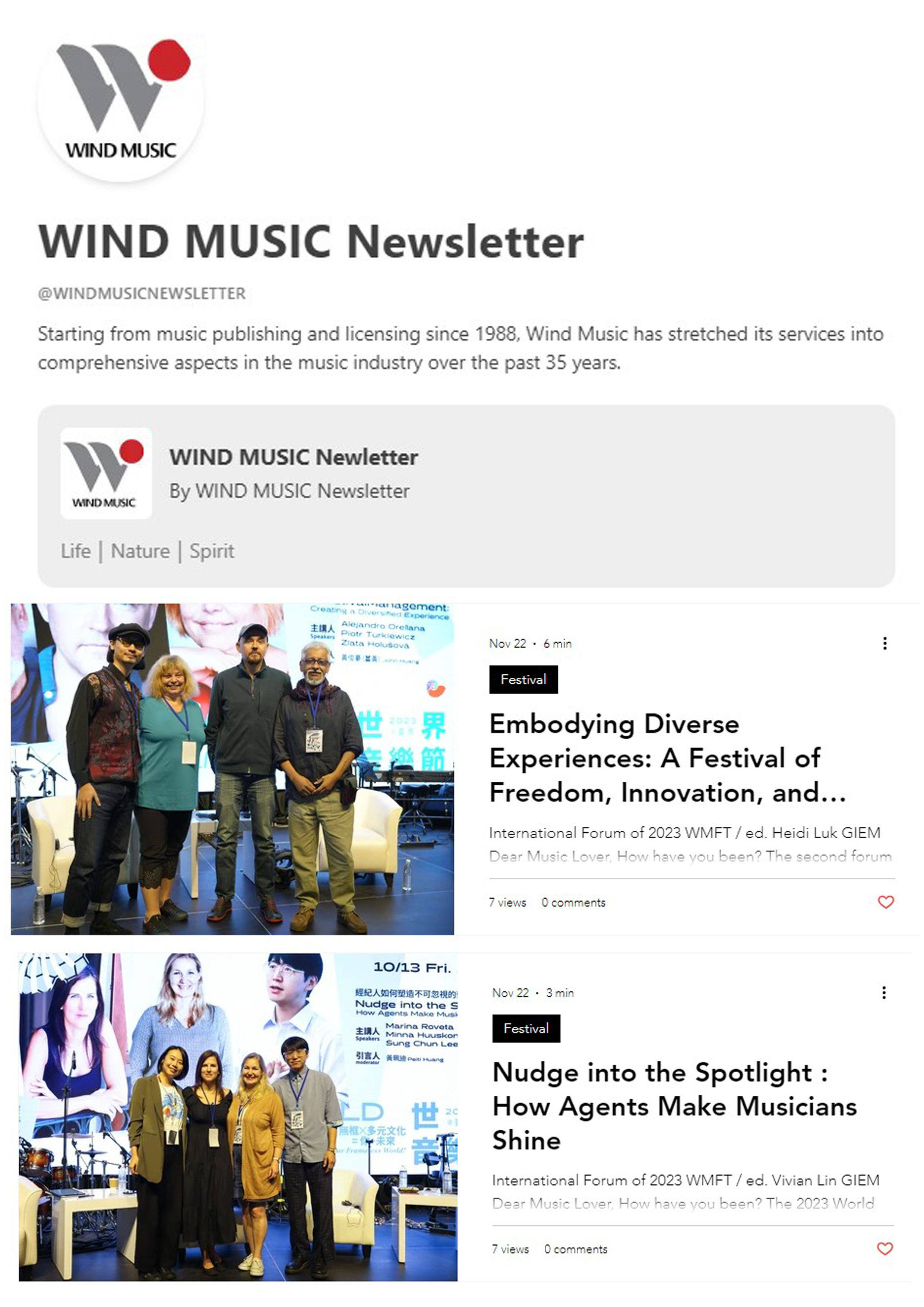 WIND MUSIC Newsletter
